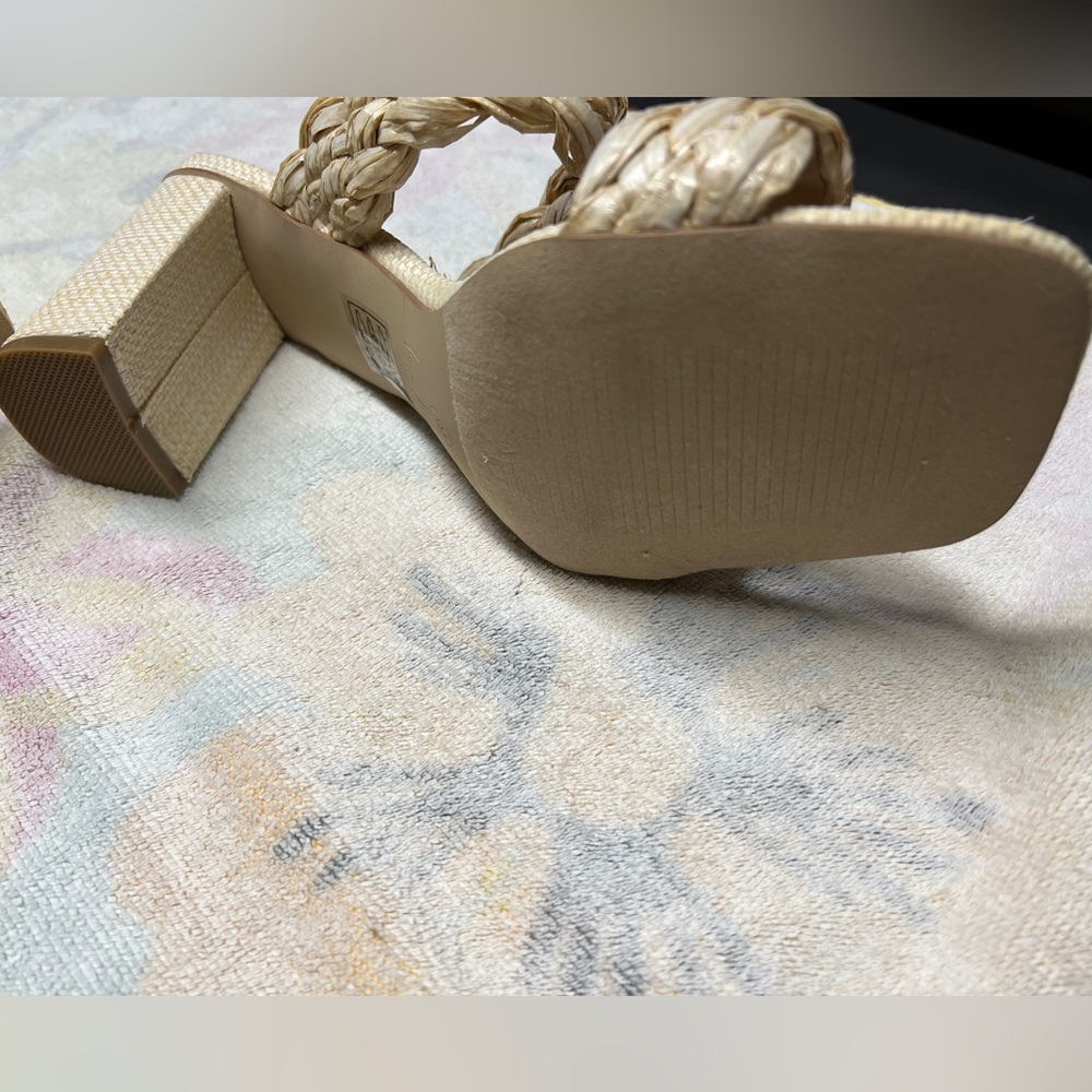 NWOT Raffia Braided Nicole Miller Square Toe Block Heels Size 9.5 - Picture 4 of 8